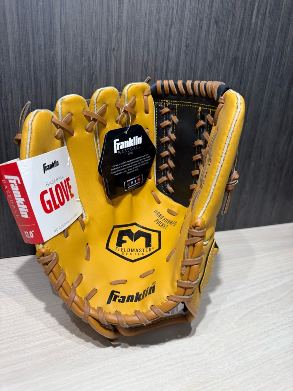 Franklin Fieldmaster Yellow Leather Baseball Glove